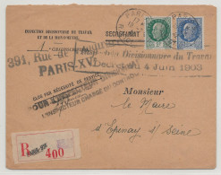 WW2 France DAGUIN Paris 1942 Lettre Recommandée Affranchissement PETAIN Inspection Divisionnaire Travail Décret 1903 - Brieven En Documenten