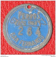 ESPAÑA - SAN FERNADO ( CADIZ )  -- ANTIGUA  MATRICULA  --  ( PLACA DE PERROS ) AÑO 1968 Nº 264 - Autres & Non Classés
