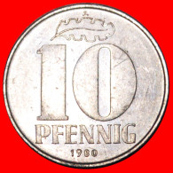 * HAMMER AND COMPASS (1963-1990): GERMANY  10 PFENNIGS 1980A! DIES 1+B! MINT LUSTRE! · LOW START! · NO RESERVE! - 10 Pfennig