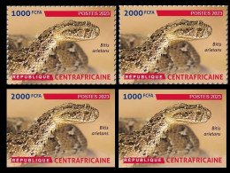 CENTRAL AFRICAN 2023 - SET 2V 1000F & 2000F - PERF & IMPERF - SNAKE SNAKES SERPENTS SERPENT - BIODIVERSITY - MNH - Serpents