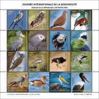 CENTRAL AFRICAN 2023 - SHEET 16V - BIRDS OWLS DOVES DUCK PARROT OSTRICH SECRETARY BIRD EAGLE PELICAN FALCON HAWK - MNH - Straussen- Und Laufvögel