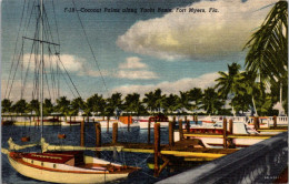 Florida Fort Myers Coconut Palms Along Yacht Basin 1945 Curteich - Fort Myers