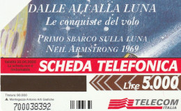 SCHEDA TELEFONICA TELECOM - PRIMO SBARCO SULLA LUNA (2 SCANS) - Publiques Thématiques