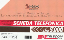 SCHEDA TELEFONICA TELECOM - IL NUOVO BANCO DI SICILIA (2 SCANS) - Publiques Thématiques