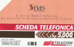 SCHEDA TELEFONICA TELECOM - IL NUOVO BANCO DI SICILIA (2 SCANS) - Pubbliche Tematiche
