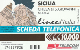 SCHEDA TELEFONICA TELECOM - SICILIA - CHIESA DI SAN GIOVANNI - MODICA (2 SCANS) - Pubbliche Tematiche