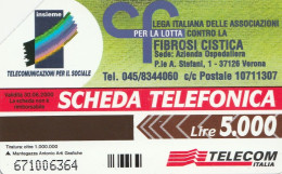 SCHEDA TELEFONICA TELECOM - LOTTA CONTRO LA FIBROSI CISTICA (2 SCANS) - Pubbliche Tematiche