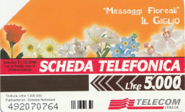 SCHEDA TELEFONICA TELECOM - MESSAGGI FLOREALI - IL GIGLIO (2 SCANS) - Publiques Thématiques