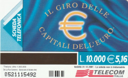 SCHEDA TELEFONICA TELECOM - CAPITALI DELL'EURO - VIENNA (2 SCANS) - Públicas Temáticas