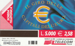 SCHEDA TELEFONICA TELECOM - CAPITALI DELL'EURO - HELSINKI (2 SCANS) - Públicas Temáticas