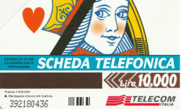 SCHEDA TELEFONICA TELECOM - DONNA DI CUORI (2 SCANS) - Públicas Temáticas