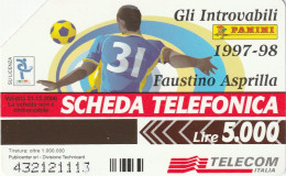 SCHEDA TELEFONICA TELECOM - FAUSTINO ASPRILLA  (2 SCANS) - Pubbliche Tematiche