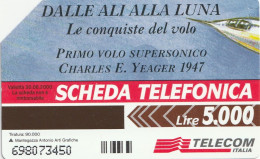 SCHEDA TELEFONICA TELECOM - PRIMO VOLO SUPERSONICO  (2 SCANS) - Pubbliche Tematiche