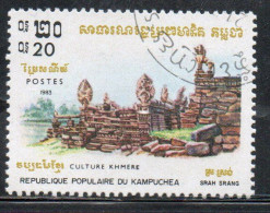 CAMBODIA KAMPUCHEA CAMBOGIA 1983 KHMER CULTURE RUINS SRAH SRANG 20c USED USATO OBLITERE' - Kampuchea