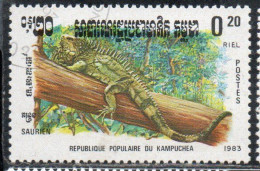 CAMBODIA KAMPUCHEA CAMBOGIA 1983 REPTILES IGUANA 20c USED USATO OBLITERE' - Kampuchea