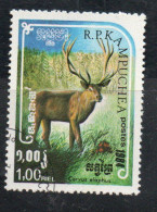 CAMBODIA KAMPUCHEA CAMBOGIA 1984 FAUNA WILD ANIMALS CERVUS ELAPHUS 1r USED USATO OBLITERE' - Kampuchea