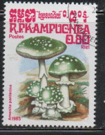 CAMBODIA KAMPUCHEA CAMBOGIA 1985 MUSROOMS AMANITA PANTERINA 80c USED USATO OBLITERE' - Kampuchea