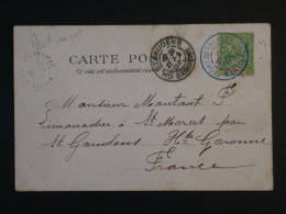 BU11  MARTINIQUE   BELLE  CARTE  RR 1855 FORT DE FRANCE A ST GAUDENS  +CACHET BLEU   + AFF.PLAISANT+ - Cartas & Documentos