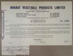 INDIA 1946 BHARAT VEGETABLE PRODUCTS LIMITED....DEBENTURE CERTIFICATE - Landwirtschaft