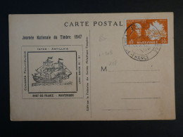 BU11  MARTINIQUE BELLE  CARTE  JOUR DU TIMBRE 1947 FORT DE FRANCE  A PARIS FRANCE  + + AFF .INTERESSANT+ - Covers & Documents