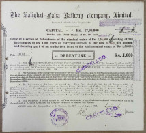 BRITISH INDIA 1925 KALIGHAT-FLATA RAILWAY COMPANY LIMITED, RAILWAY COMPANY.....DEBENTURE CERTIFICATE - Chemin De Fer & Tramway