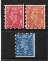 GREAT BRITAIN 1941 - 1942 1d, 2d, 2½d SG 486, 488, 489 UNMOUNTED MINT - Unused Stamps