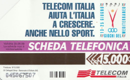 SCEDA TELEFONICA - GIOCHI DEL MEDITERRANEO - BARI 1997 (2 SCANS) - Pubbliche Tematiche