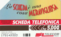 SCEDA TELEFONICA - LA SCHEDA E' UNA COSA MERAVIGLIOSA (2 SCANS) - Öff. Themen-TK