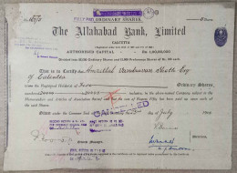 INDIA 1948 ALLAHABAD BANK LIMITED, BANK, BANKING SECTOR....SHARE CERTIFICATE - Banque & Assurance