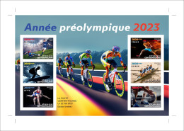 CENTRAL AFRICAN 2023 SHEET PROOF - OLYMPIC GAMES 2024 FOOTBALL TENNIS CYCLING SURF ROWING WEIGHTLIFTING WRESLING - MNH - Verano 2024 : París