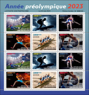 CENTRAL AFRICAN 2023 - SHEET 12V - OLYMPIC GAMES 2024 FOOTBALL TENNIS CYCLING SURF ROWING WEIGHTLIFTING WRESLING - MNH - Verano 2024 : París