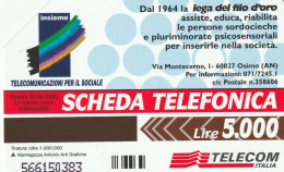 SCEDA TELEFONICA - LEGA DEL FILO D'ORO (2 SCANS) - Pubbliche Tematiche