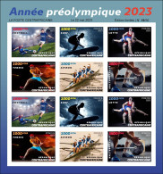 CENTRAL AFRICAN 2023 - IMPERF SHEET 12V - OLYMPIC GAMES FOOTBALL TENNIS CYCLING SURF ROWING WEIGHTLIFTING WRESLING - MNH - Estate 2024 : Parigi