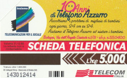 SCEDA TELEFONICA - TELEFONO AZZURRO (2 SCANS) - Públicas Temáticas