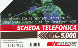 SCEDA TELEFONICA - CAMPIONATI MONDIALI DI SCI - SESTRIERE 1997 (2 SCANS) - Pubbliche Tematiche