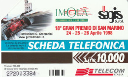 SCEDA TELEFONICA - XVIII GRAN PREMIO DI SAN MARINO 1998 (2 SCANS) - Pubbliche Tematiche