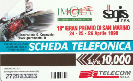 SCEDA TELEFONICA - XVIII GRAN PREMIO DI SAN MARINO 1998 (2 SCANS) - Pubbliche Tematiche
