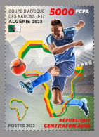 CENTRAL AFRICAN 2023 - STAMP 1V - FOOTBALL AFRICA CUP OF NATIONS ALGERIA ALGERIE COUPE D' AFRIQUE HOGGAR - MNH - Copa Africana De Naciones