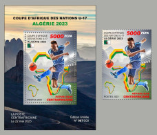 CENTRAL AFRICAN 2023 - PACK SHEET & STAMP - FOOTBALL AFRICA CUP OF NATIONS ALGERIA ALGERIE COUPE D' AFRIQUE HOGGAR - MNH - Fußball-Afrikameisterschaft