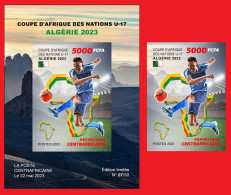 CENTRAL AFRICAN 2023 - PACK IMPERF SHEET & STAMP - FOOTBALL AFRICA CUP OF NATIONS ALGERIA ALGERIE COUPE D' AFRIQUE - MNH - Afrika Cup