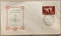 BRAZIL1955, FDC COVER OLYMPIC & TORCH, CHILDREN GAME, SPORT, ILLUSTRATE SPECIAL PICTURE, BOTUCATU CITY CANCEL, VI JAGOS - Brieven En Documenten