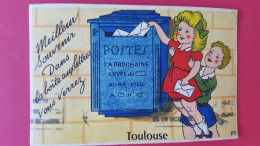 Carte à Systeme , Petites Fille Et Boite Aux Lettres , Souvenir De Toulouse - Mechanical