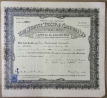 BRITISH INDIA 1945 THE ASIATIC TEXTILE COMPANY LIMITED, BOMBAY....SHARE CERTIFICATE - Textiel