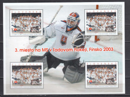 Slovakia 2003 - Won The Bronze Medal At The Ice Hockey World Championships In Finland, Mi-Nr. 456 Sheet, MNH** - Ungebraucht