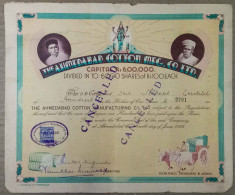 INDIA 1938 THE AHMEDABAD COTTON MFG. COMPANY LIMITED, TEXTILE, COTTON....SHARE CERTIFICATE - Textiles