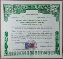 INDIA 1967 MESSRS NAROTTAMDAS JRTHALAL & Co. (AHMEDABAD) PRIVATE LIMITED....SHARE CERTIFICATE - Textile