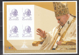 Slovakia 2003 - Visit Of Papal Joan Pavel II, Mi-Nr. 466 In Sheet Of 4 Stamps, MNH** - Nuovi