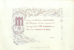 Vers 1845 Carte De Visite Porcelaine Annonce De Mariage Stuyvaert - De Buck - Cartes Porcelaine