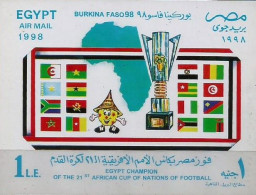 Egypt - 1998 Victory Of Egypt In 21st African Nations Cup Football Championship  - Flags/Sports - Souvenir Sheet - MNH - Nuovi