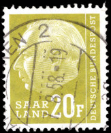 Saar 1957 20f Light Yellow-olive Fine Used. - Gebraucht